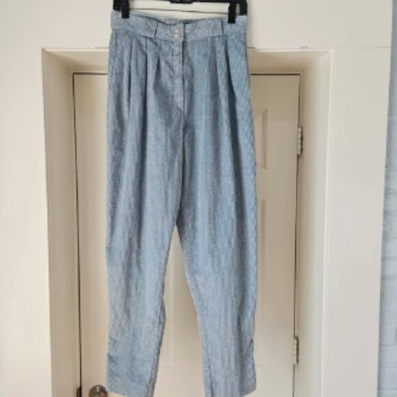 Album By Kenzo Vintage Women's High Waisted Light Blue Corduroy Tapered Pants 12 - Picture 1 of 8